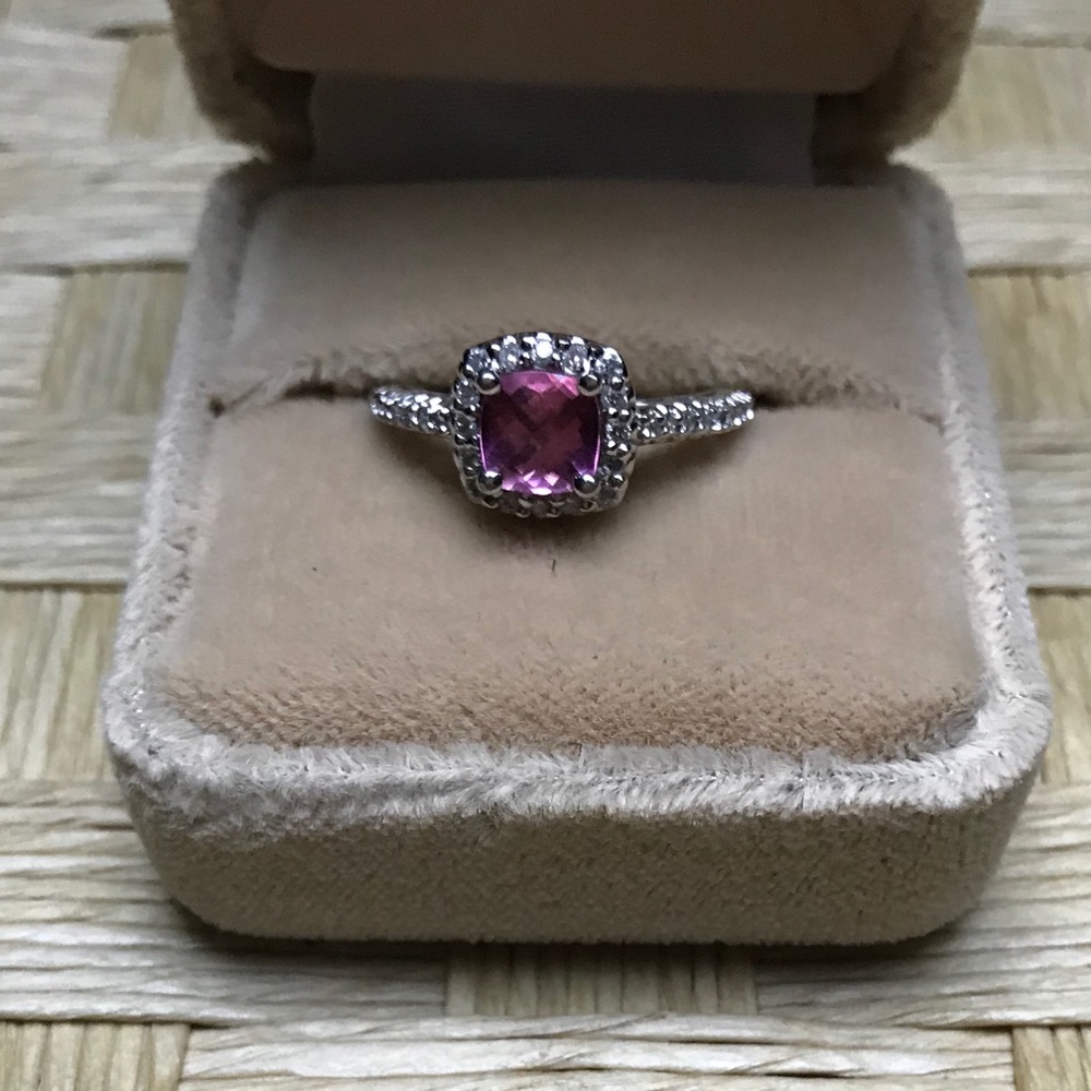 14K White Gold Pink Tourmaline Diamond 💎 Ring
